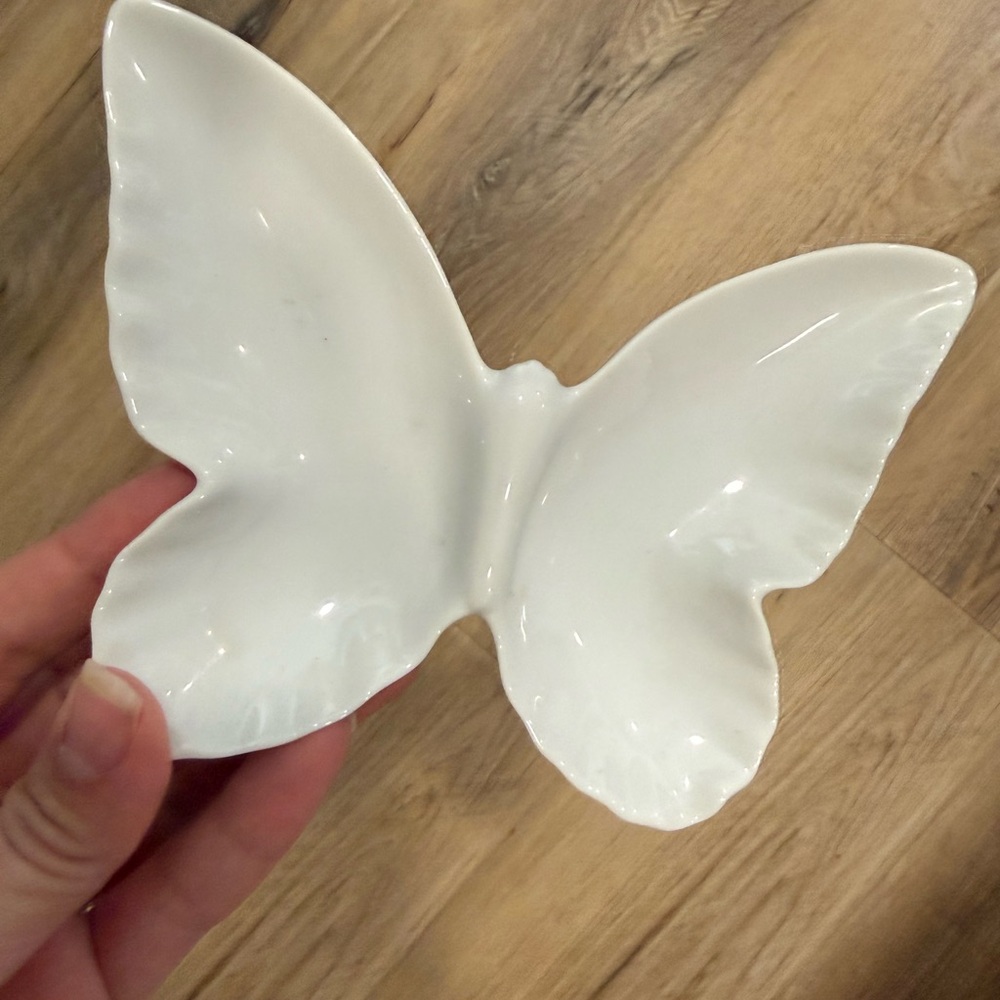 Vintage White Butterfly Shaped Dish